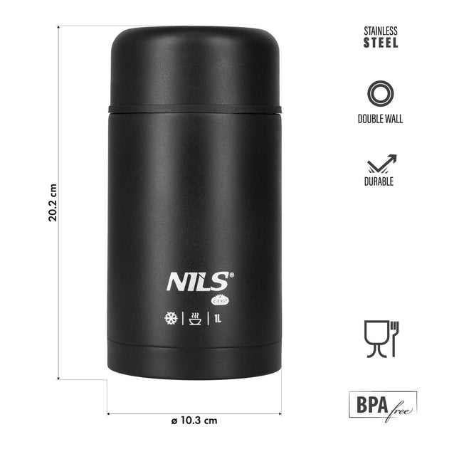 Termo pentru prânz 1000 ml, negru, balon izolat
