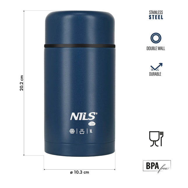 Termo pentru prânz 1000ml, Albastru, Balon izolat