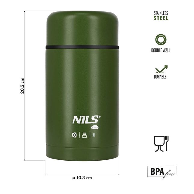 Termo pentru prânz 1000 ml, verde, balon izolat