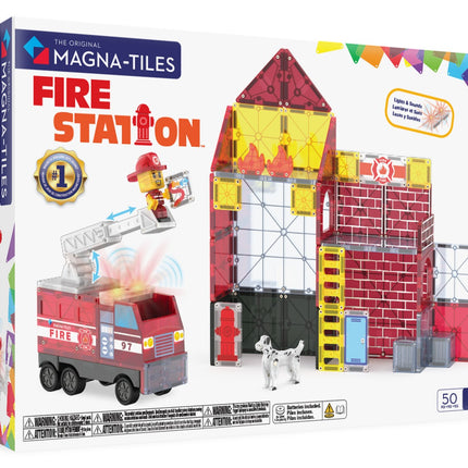 Set constructor de magneti, tema statiei de pompieri, 50 de piese