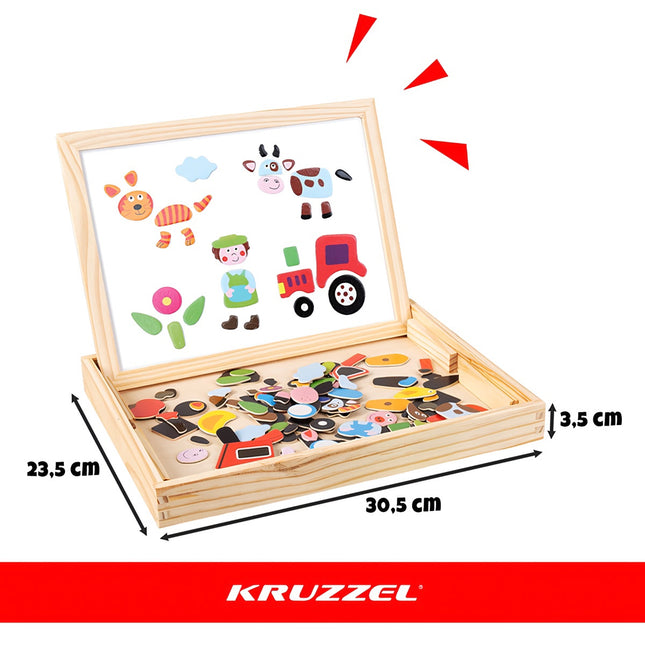 Tablă educațională magnetică față-verso, 108 piese