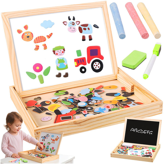Tablă educațională magnetică față-verso, 108 piese
