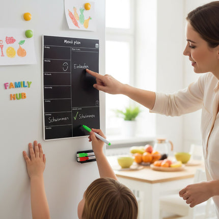Planificator de mese magnetic pentru frigider, organizator săptămânal, suprafață ștergabilă