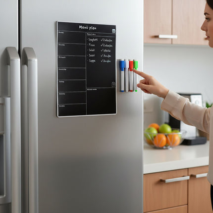 Planificator de mese magnetic pentru frigider, organizator săptămânal, suprafață ștergabilă
