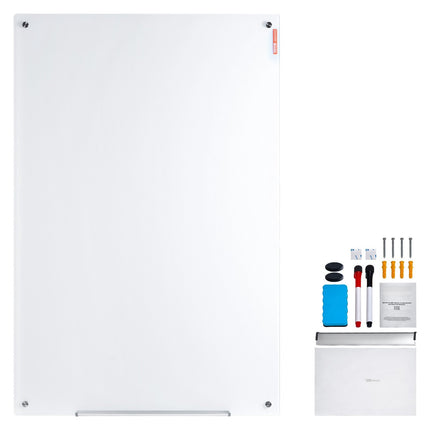 Magnetic Glass Whiteboard 900x600mm, Frameless Wall-Mount