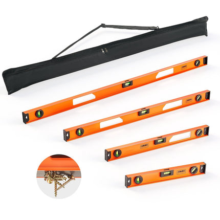 Magnetic Level Set, 4-Piece 16-48 in, Aluminum 3-Vial