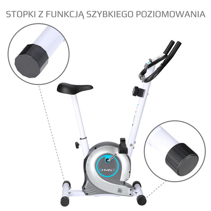 Bicicleta stationara magnetica, alba, rezistenta reglabila