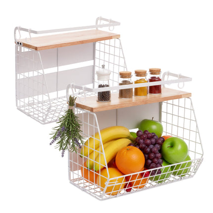 Raft magnetic de perete pentru coșuri cu fructe, pachet de 2