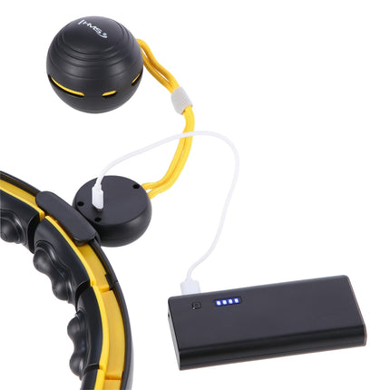 Hula Hoop ponderat magnetic, TPE, negru/galben, cu contor