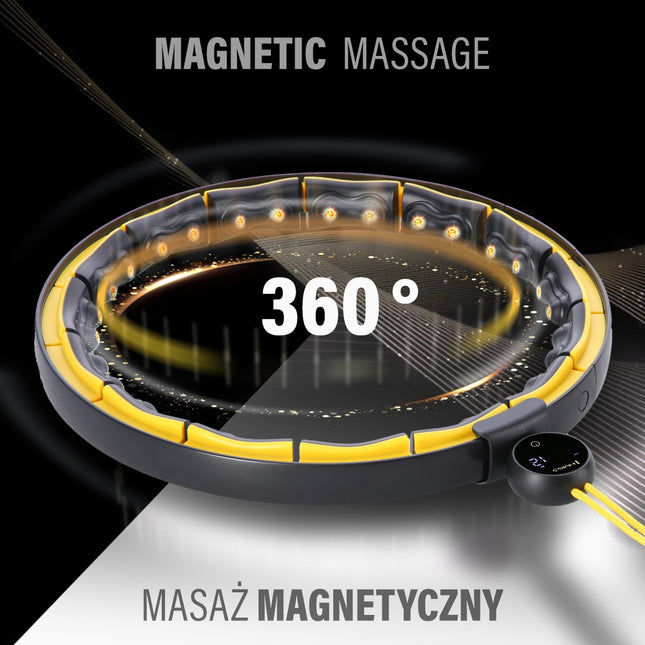 Magnetic Weighted Hula Hoop, TPE, Black/Yellow, with Counter