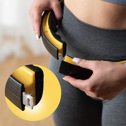 Hula Hoop ponderat magnetic, TPE, negru/galben, cu contor