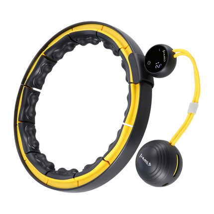 Hula Hoop ponderat magnetic, TPE, negru/galben, cu contor