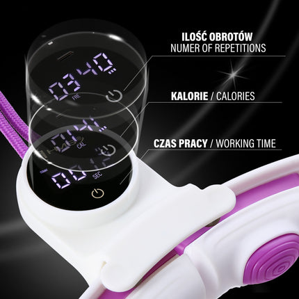 Hula Hoop ponderat magnetic cu contor, alb/violet