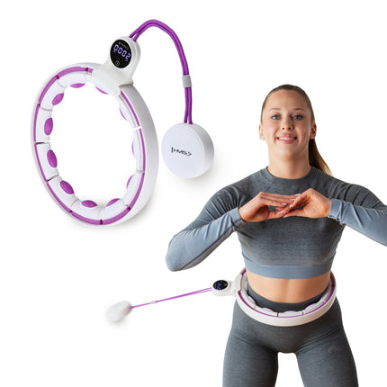 Hula Hoop ponderat magnetic cu contor, alb/violet