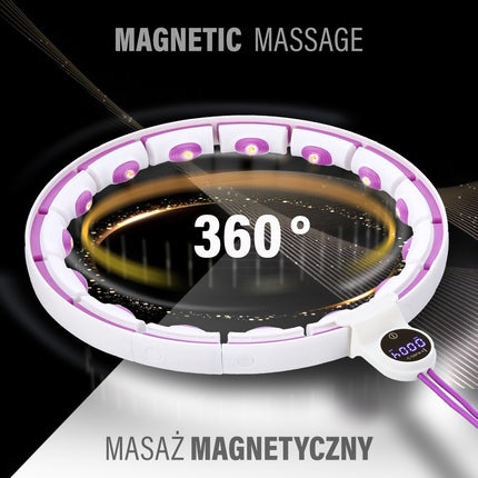 Hula Hoop ponderat magnetic cu contor, alb/violet