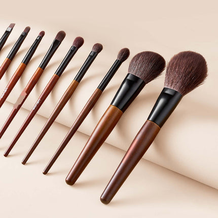 Makeup Brush Set, 9-Piece Wool and Synthetic, Travel Bag