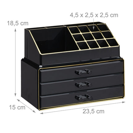Organizator de machiaj cu cutie de bijuterii cu 3 sertare