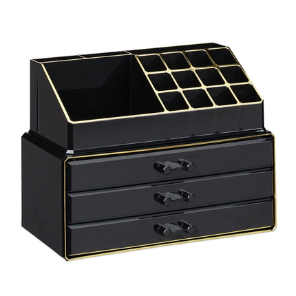 Organizator de machiaj cu cutie de bijuterii cu 3 sertare