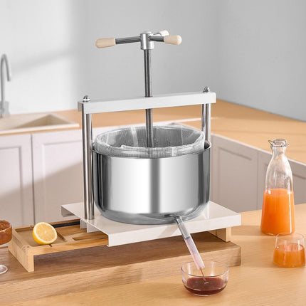 Manual Fruit Wine Press 12L, Stainless Steel Double Barrel