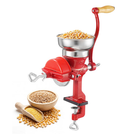 Manual Grain Mill, Cast Iron Hand Crank, Clamp, Dust Cover