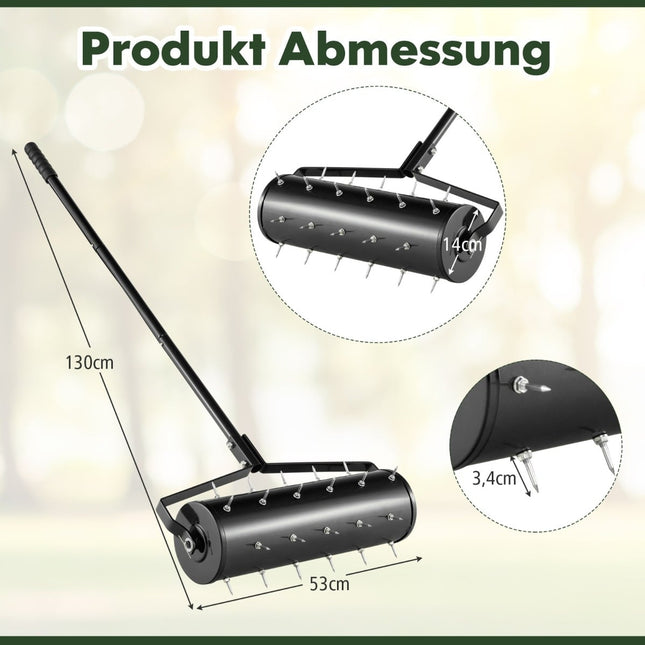Rolă manuală pentru aerator de gazon cu 33 de țepi, 52x130 cm