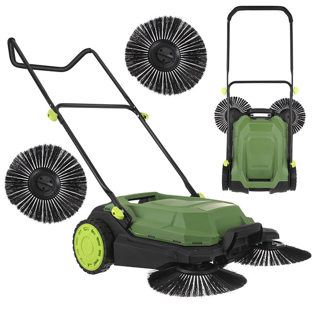 Mătură manuală pentru frunze, lățime 68 cm, recipient 24 l, 3 perii