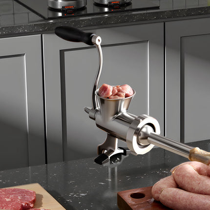 Manual Meat Grinder, 304 Stainless, Table Clamp, Sausage Kit