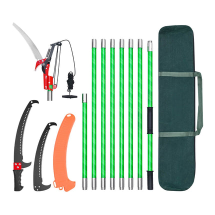 Manual Pole Saw 27 Ft Extendable Pruner, Scissors, Fiberglass