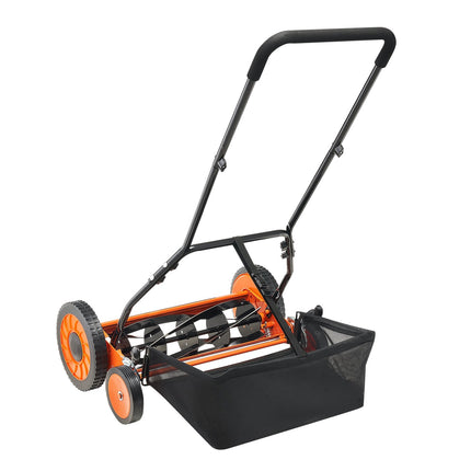 Manual Reel Lawn Mower 18-Inch, 5-Blade, Grass Catcher