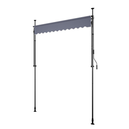 Manual Retractable Awning 200 cm, Adjustable Height, Dark Gray