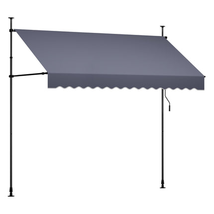 Manual Retractable Awning, 300 cm, Height Adjustable, Dark Gray