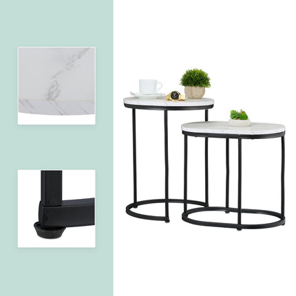 Mese de cuib cu aspect de marmură - set de 2, camera de zi