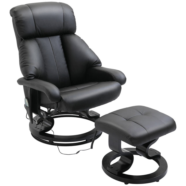 Electric massage chair with footstool - Black