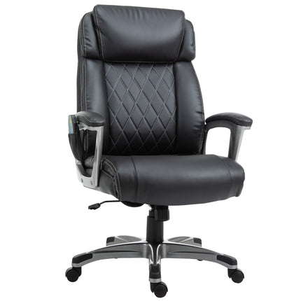 Scaun de birou pentru masaj Scaun pivotant pentru masaj in 6 puncte din piele artificiala cu tetiera Negru 70X76.5X114-124Cm