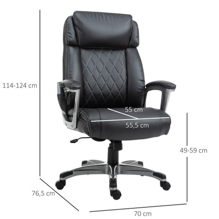 Scaun de birou pentru masaj Scaun pivotant pentru masaj in 6 puncte din piele artificiala cu tetiera Negru 70X76.5X114-124Cm
