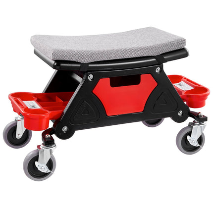 Mechanic Rolling Stool 300 lb, 4 in Wheels, Tool Trays