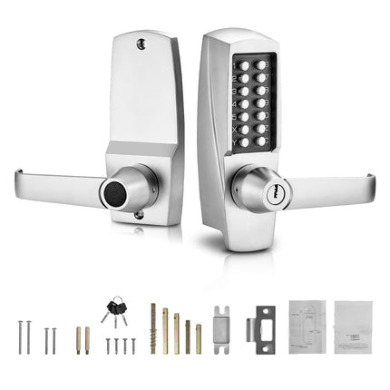 Mechanical Keyless Door Lock, 14-Key Keypad, Handle