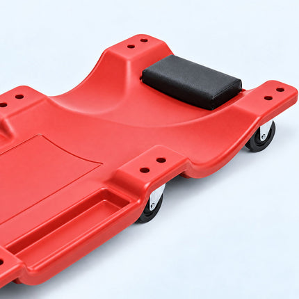Mechanic's Creeper 150 kg with Padded Headrest, 6 Castors, Red