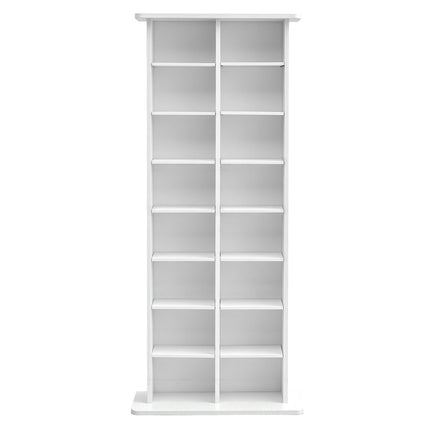 Media Storage Cabinet, 8-Tier DVD CD Shelf, White