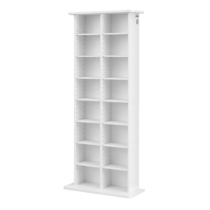 Media Storage Cabinet, 8-Tier DVD CD Shelf, White