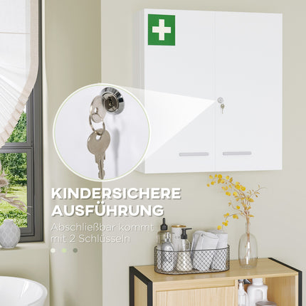 Wall-mounted medicine cabinet, steel, white, 6 shelves