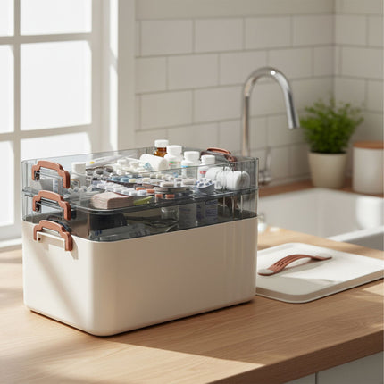 Cutie pentru depozitarea medicamentelor – Plastic, 2 inserții detașabile transparente