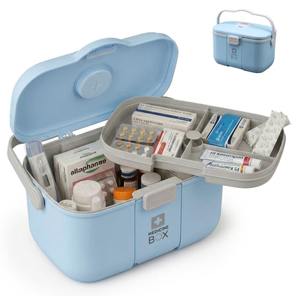 Cutie pentru depozitarea medicamentelor cu inserție în 3 secțiuni, tavă cu capac