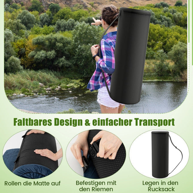 Saltea de camping cu spumă cu memorie saltea de camping roll-up cu acoperire impermeabilă 188 x 97 x 6,5 cm albastru