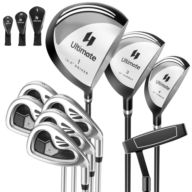 Set de crose de golf pentru bărbați, 9 piese, pentru dreptaci, gri