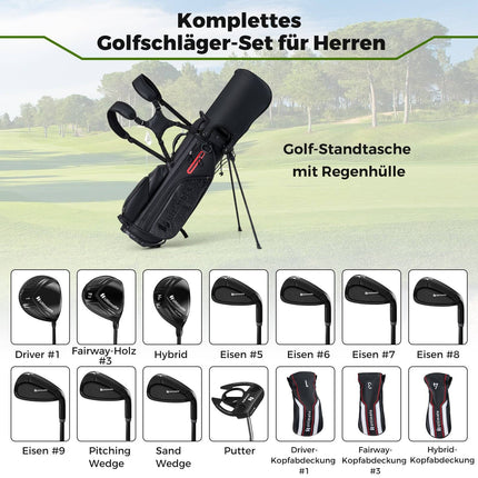 Set de crose de golf pentru bărbați, dreptaci, cu sac de suport