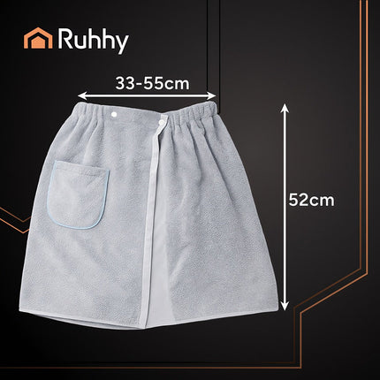 Men's Sauna Towel Kilt, Quick-Dry Cotton with Pocket