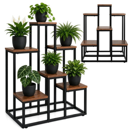 Suport metalic pentru plante cu 6 niveluri, stil Loft, 67 cm