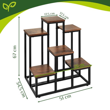 Suport metalic pentru plante cu 6 niveluri, stil Loft, 67 cm
