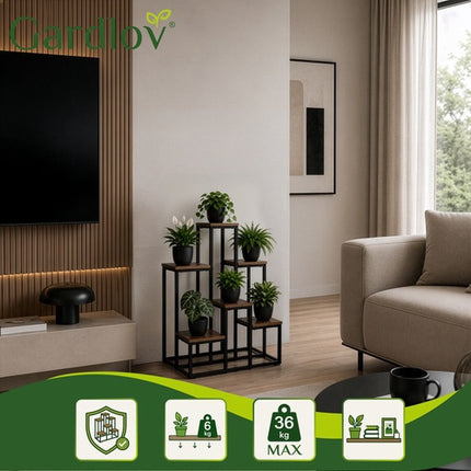 Suport metalic pentru plante cu 6 niveluri, stil Loft, 67 cm